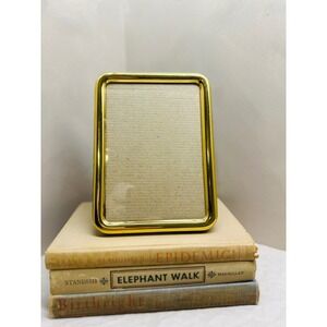 Vintage Brass Rounded Rectangular 5x7 Picture Frame Velvet Backing Easel Stand